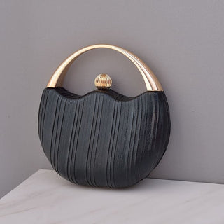 Elegant Round Shoulder Luxury Wedding Women Clutch - Black