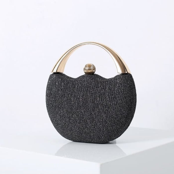 Elegant Round Shoulder Luxury Wedding Women Clutch - Black B