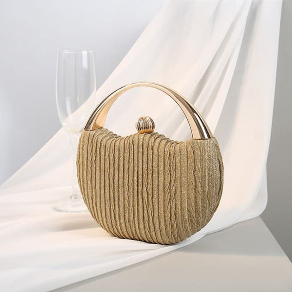 Elegant Round Shoulder Luxury Wedding Women Clutch - Gold C