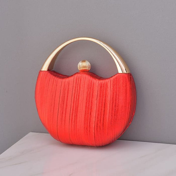 Elegant Round Shoulder Luxury Wedding Women Clutch - Red A -