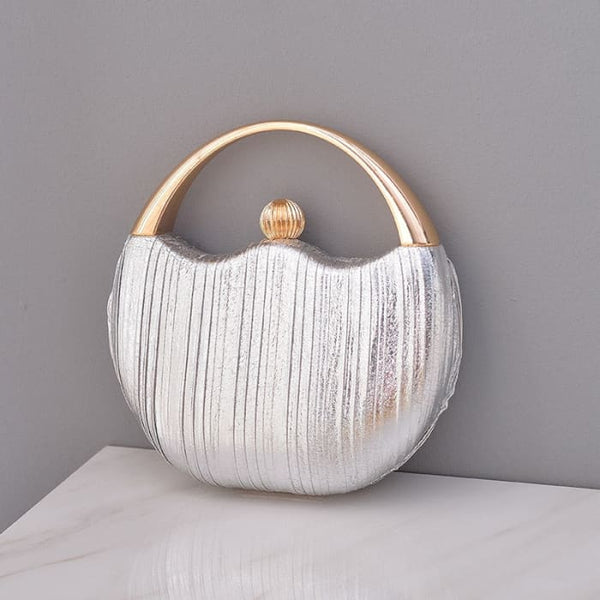 Elegant Round Shoulder Luxury Wedding Women Clutch - Silver