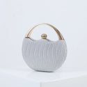 Elegant Round Shoulder Luxury Wedding Women Clutch - Silver