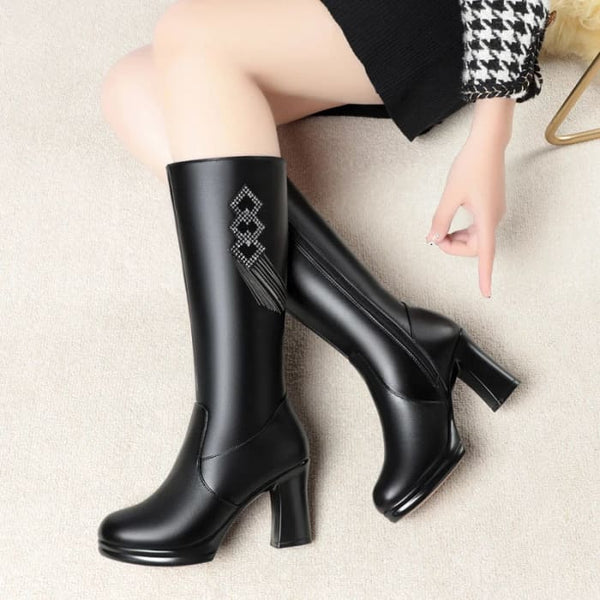 High Heel Winter Genuine Leather Women Boots - On sale Free