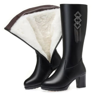 High Heel Winter Genuine Leather Women Boots - On sale Free