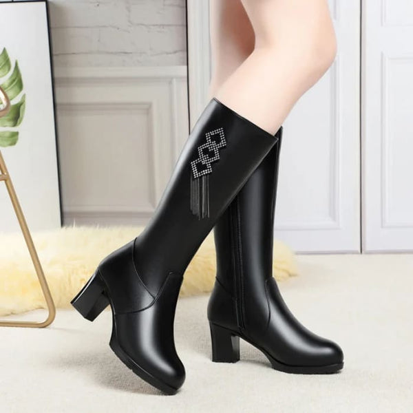 High Heel Winter Genuine Leather Women Boots - On sale Free