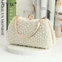 Luxury Pearl Crystal Wedding Clutch - Beige - Handbags