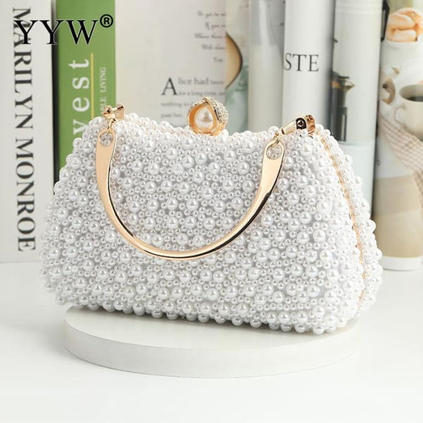 Luxury Pearl Crystal Wedding Clutch - Handbags On sale Free