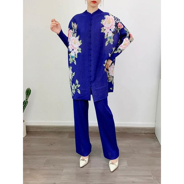 Miyake Pleated Floral Print Women Set - Dresses On sale Free