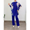 Miyake Pleated Floral Print Women Set - One Size / Royal