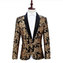 Shiny Sequins Shawl Collar One Button Glitter Party Men