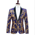 Shiny Sequins Shawl Collar One Button Glitter Party Men