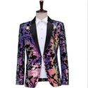 Shiny Sequins Shawl Collar One Button Glitter Party Men