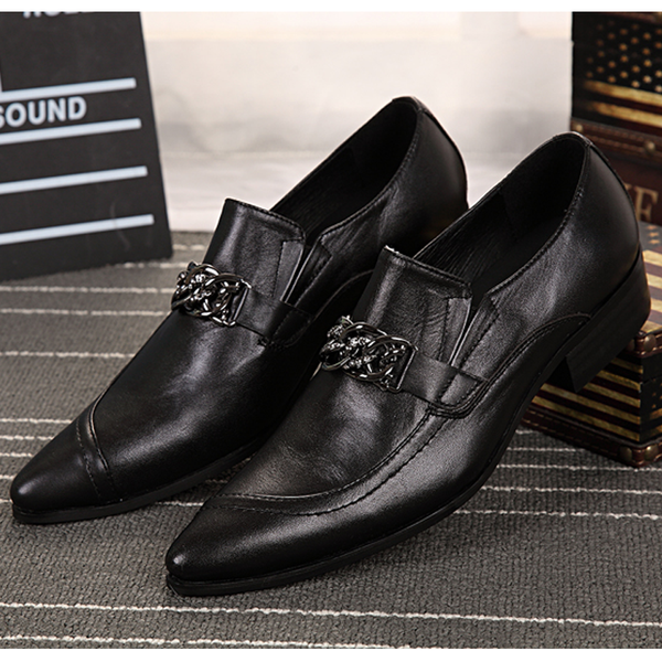 Business Elegant Pointed Toe Leather Men Shoes - Men Shoes 