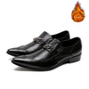 Business Elegant Pointed Toe Leather Men Shoes - Black Plush