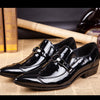 Business Elegant Pointed Toe Leather Men Shoes - Black Shiny