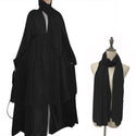 Chiffon Open Abaya Dubai Kaftan Women Dresses - Black With 