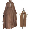 Chiffon Open Abaya Dubai Kaftan Women Dresses - Brown With 