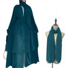 Chiffon Open Abaya Dubai Kaftan Women Dresses - Green With 