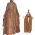 Chiffon Open Abaya Dubai Kaftan Women Dresses - Khaki With 