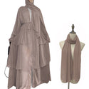 Chiffon Open Abaya Dubai Kaftan Women Dresses - Nude With 