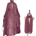 Chiffon Open Abaya Dubai Kaftan Women Dresses - Rose Pink 