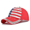 Diamond-Encrusted American Flag Unisex Baseball Cap - Red / 