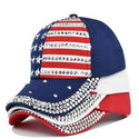 Diamond-Encrusted American Flag Unisex Baseball Cap - Women 