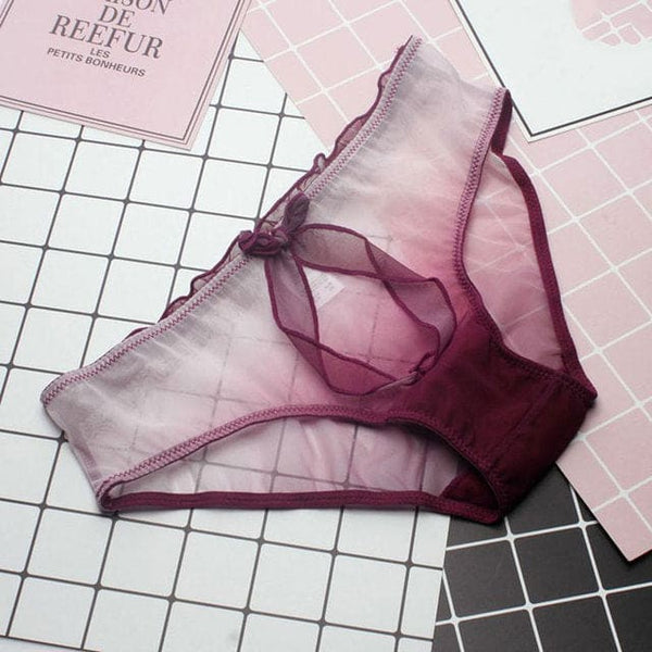 Fashion Gradient Bow Sweet Transparent Sexy Women Panties - 