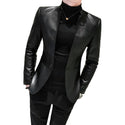 Faux Leather Slim Fit Men Blazer - On sale Free Shipping