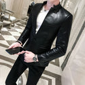 Faux Leather Slim Fit Men Blazer - On sale Free Shipping