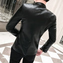 Faux Leather Slim Fit Men Blazer - On sale Free Shipping