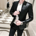 Faux Leather Slim Fit Men Blazer - On sale Free Shipping