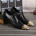 Genuine Leather Dragon Head Pointed Snake Embossed Men Dress