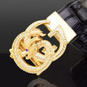 Genuine Leather Fancy Dragon Automatic Buckle Men Belt - 