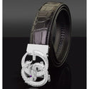 Genuine Leather Fancy Dragon Automatic Buckle Men Belt - 