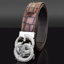 Genuine Leather Fancy Dragon Automatic Buckle Men Belt - 