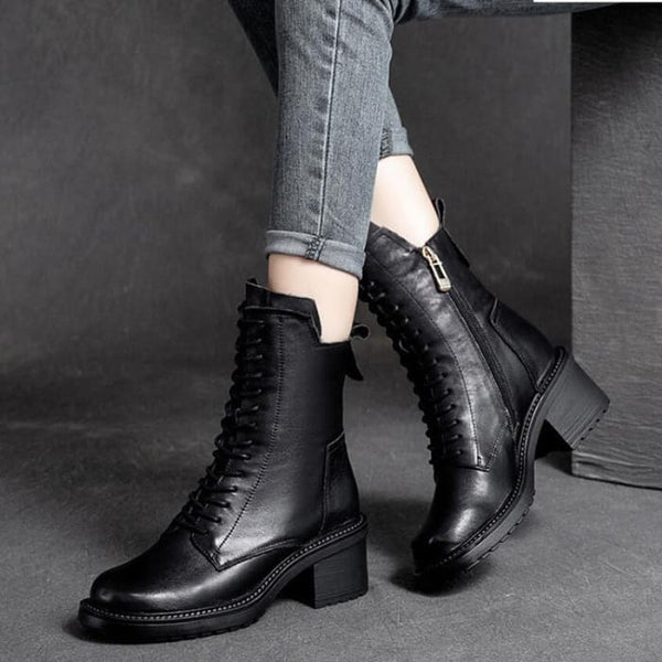 Genuine Leather High Quality Women Ankle Boots - On sale 