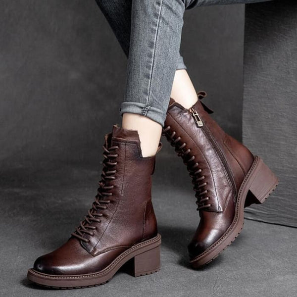 Genuine Leather High Quality Women Ankle Boots - On sale 