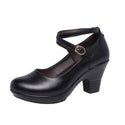 Genuine Leather Ladies Mary Janes Work Shoes - Women Shoes 