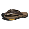 Genuine Leather Slippers Men Casual Flip Flop - Dark Brown /