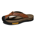 Genuine Leather Slippers Men Casual Flip Flop - Light Brown 