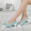 Genuine Leather Wedges Platform Women Shoes - Sky Blue / EU 