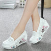 Genuine Leather Wedges Platform Women Shoes - White-1 / EU 