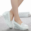 Genuine Leather Wedges Platform Women Shoes - White-2 / EU 