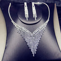 Geometric Rhinestone Long Tassel Women Jewelry Sets - TL06 -