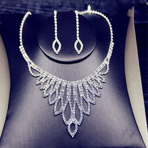 Geometric Rhinestone Long Tassel Women Jewelry Sets - TL137 