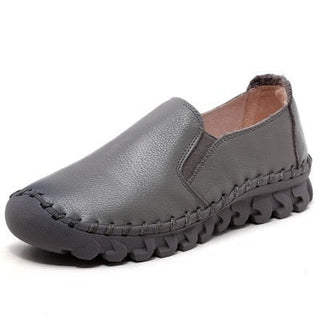 Handmade Genuine Leather Women Loafer - Dark Grey / EU 35 / 