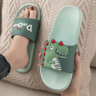 Happy Dinosaur Women Bathroom Floor Non-Slip Flip Flops - 