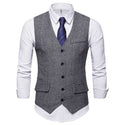 Herringbone Slim Fit Sleeveless Tweed Men Vest - On sale 