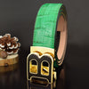 High Quality Genuine Leather Designer Men Belts - Green Gold